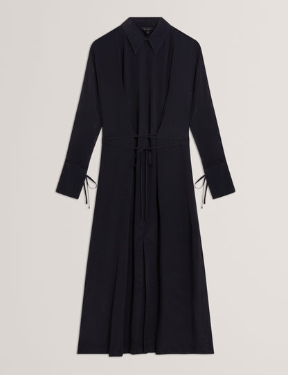 RHAEAA: Tie Detail Midi Shirt Dress
