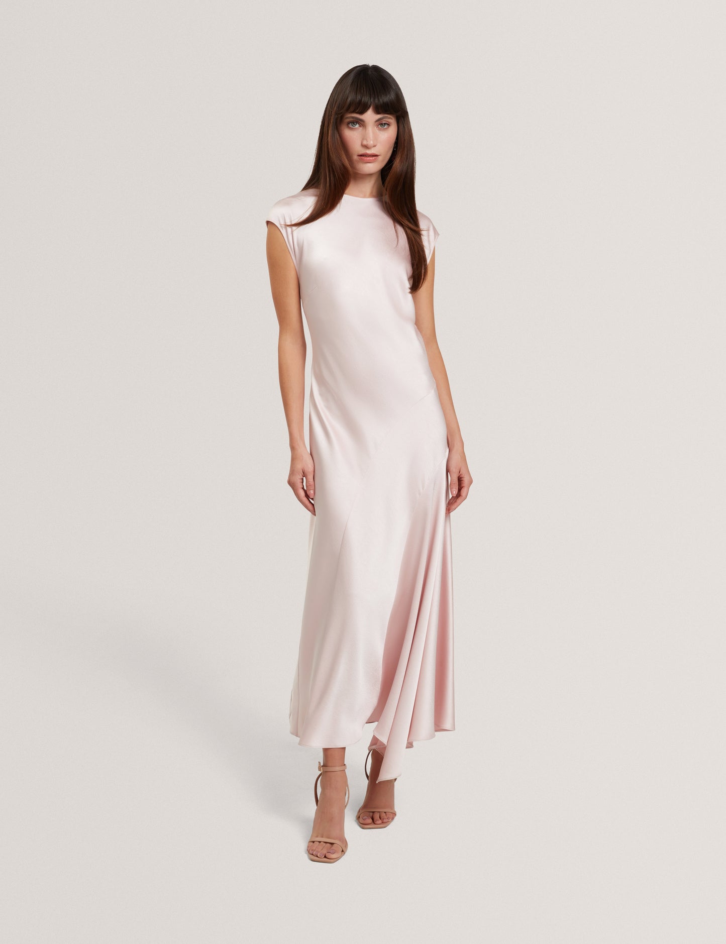 MAIYBE: Sleeveless Asymmetric Midi Dress