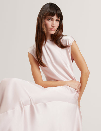 MAIYBE: Sleeveless Asymmetric Midi Dress