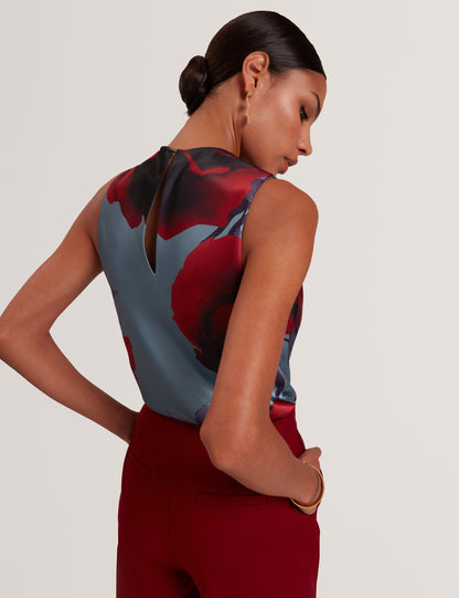 Women's HARPLYN-Print Sleeveless Drape Neck Top