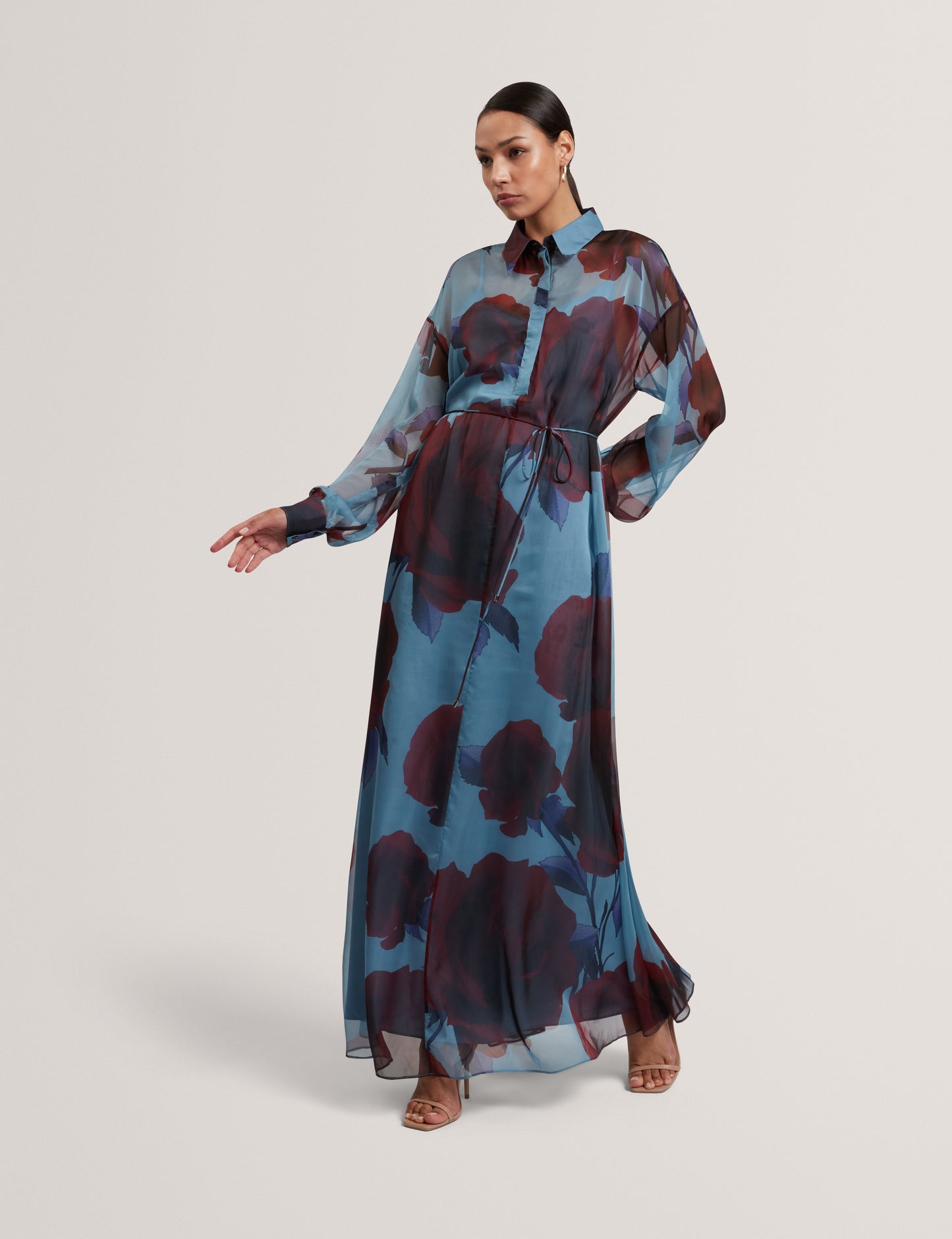 Women's MARRNIE-Printed Bib Detail Maxi Shirt Dress