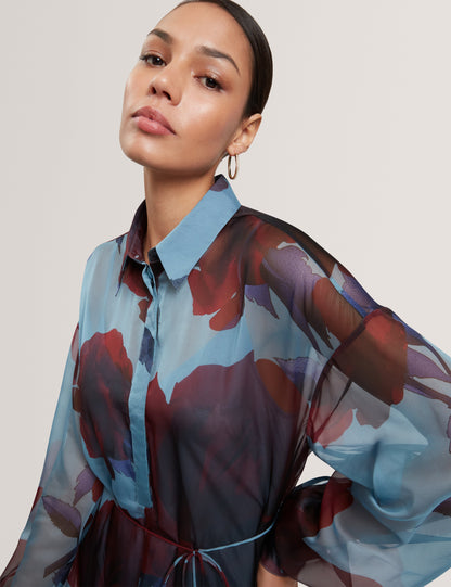 Women's MARRNIE-Printed Bib Detail Maxi Shirt Dress