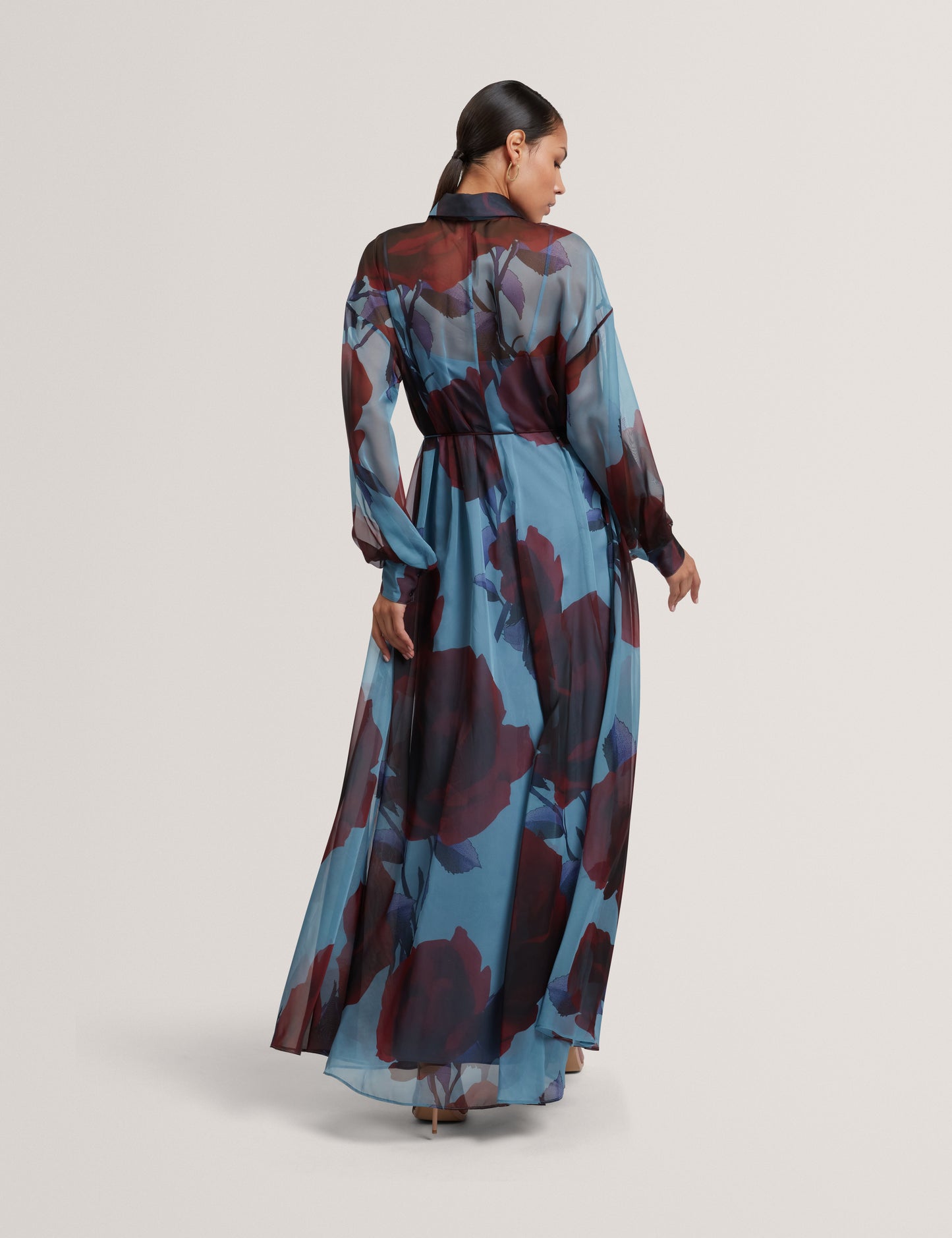 Women's MARRNIE-Printed Bib Detail Maxi Shirt Dress