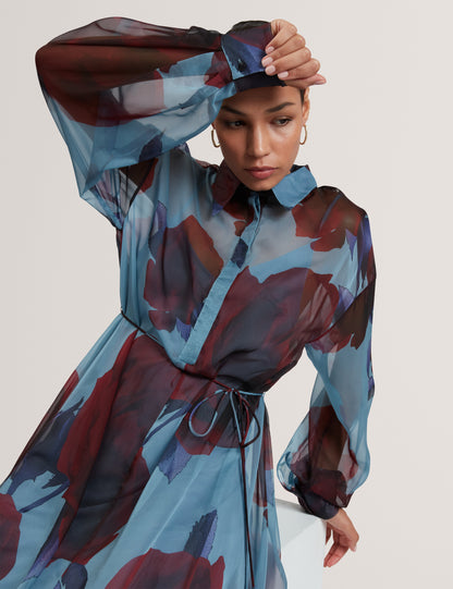 Women's MARRNIE-Printed Bib Detail Maxi Shirt Dress