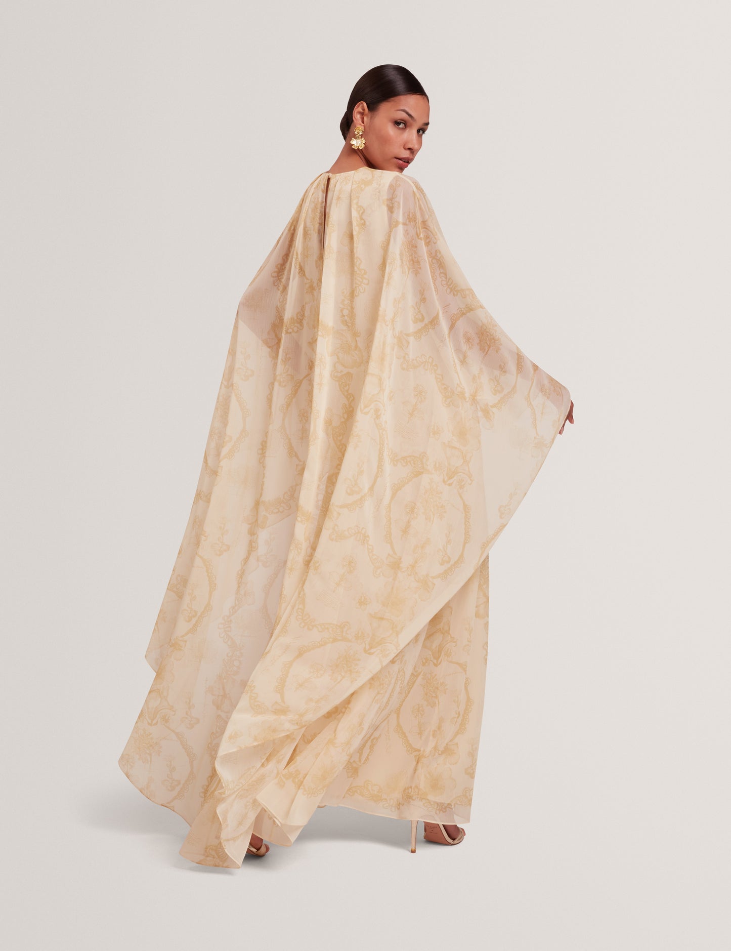 NIEVA: Waterfall Cape Detail Maxi Dress