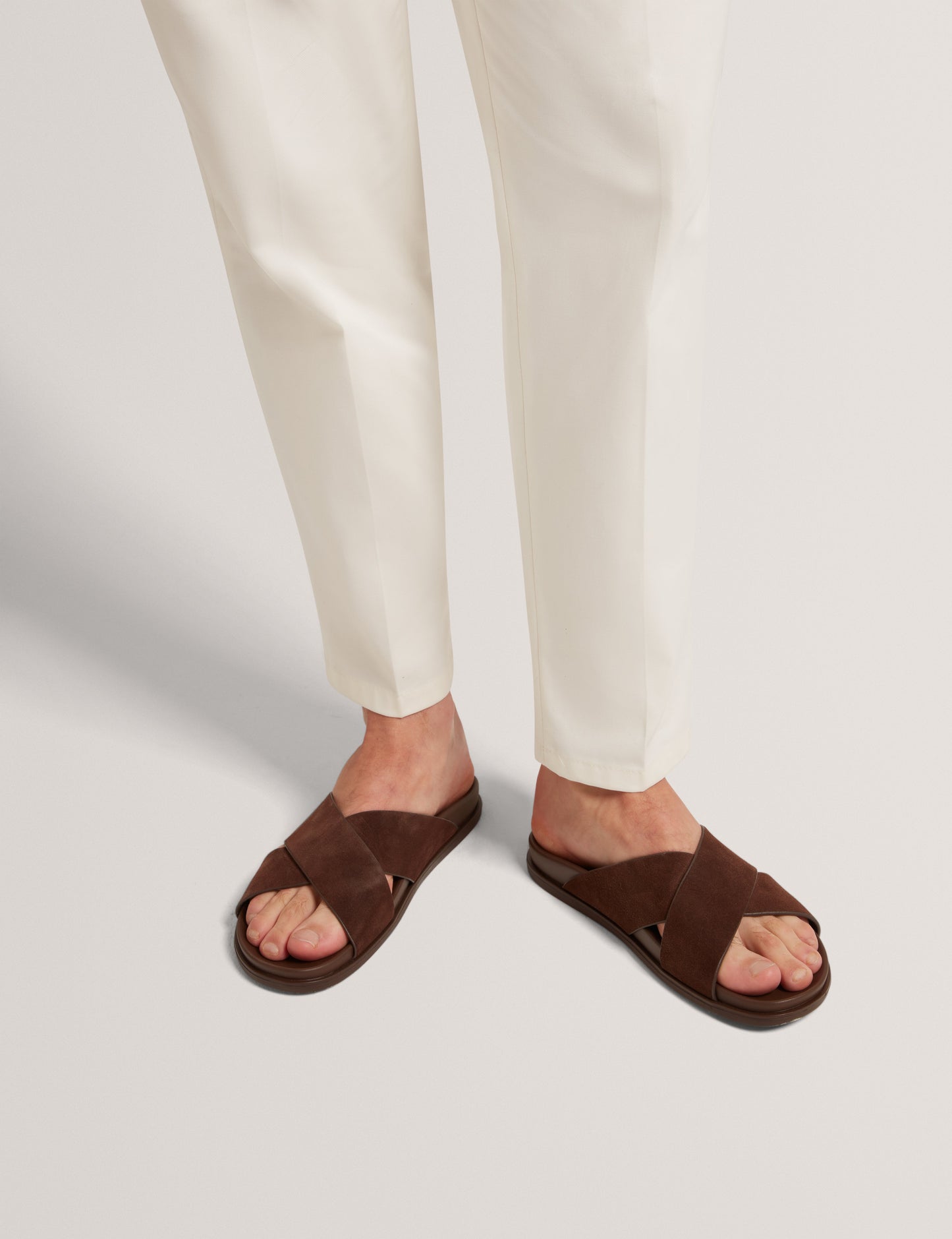 TEVIIN: Tb Script Suede Mix Sandals