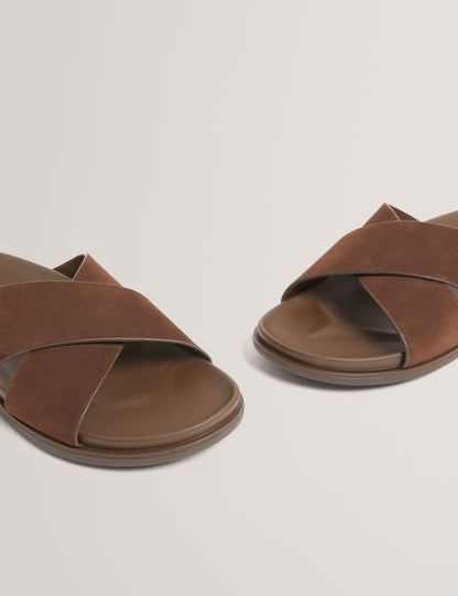 TEVIIN: Tb Script Suede Mix Sandals