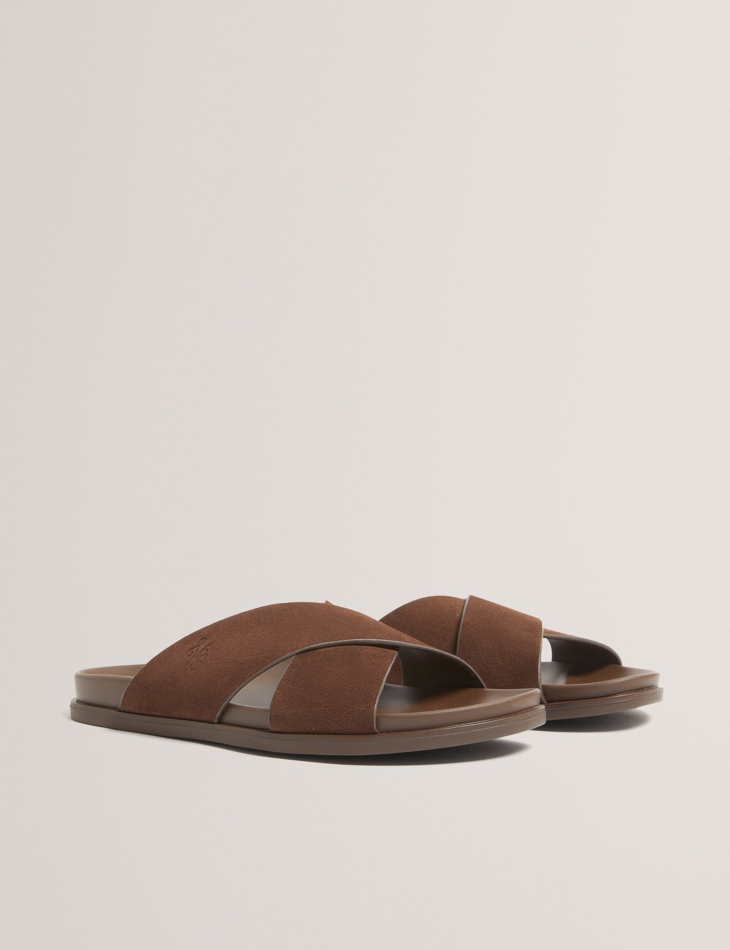 TEVIIN: Tb Script Suede Mix Sandals