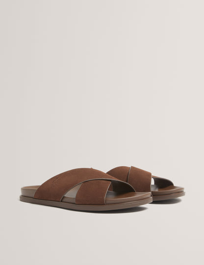 TEVIIN: Tb Script Suede Mix Sandals