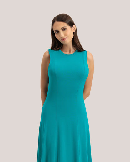 Women's MIELAA-Slinky Jersey Racer Midi Dress Brt-Green