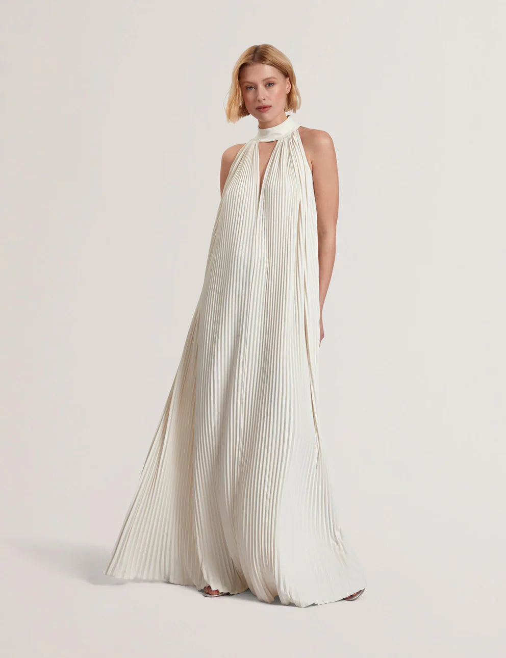Women's AKALA-Pleated V-neck Sleeveless Maxi Dress