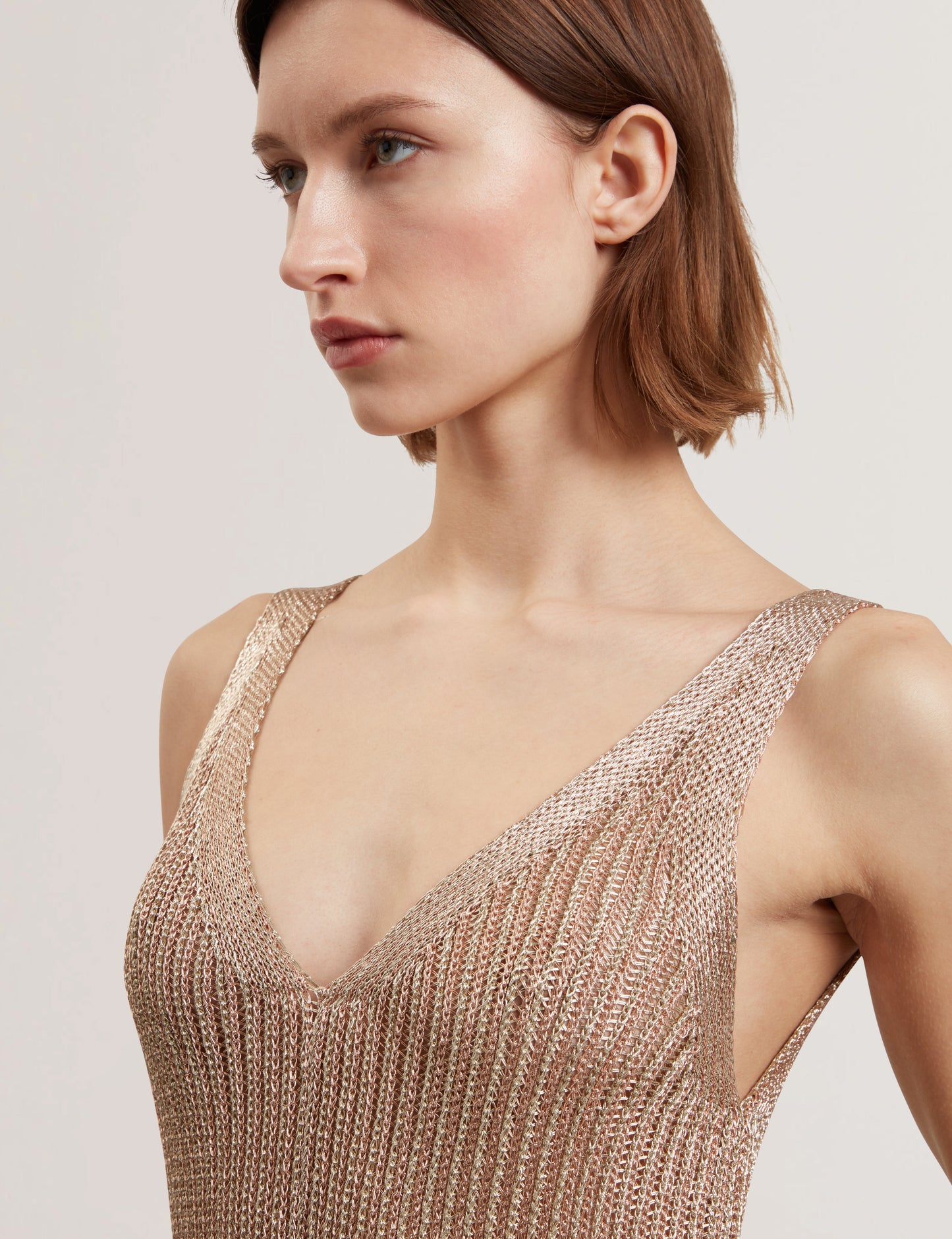Women's ALARNAA-Chainmail Knitted Column Dress Gold
