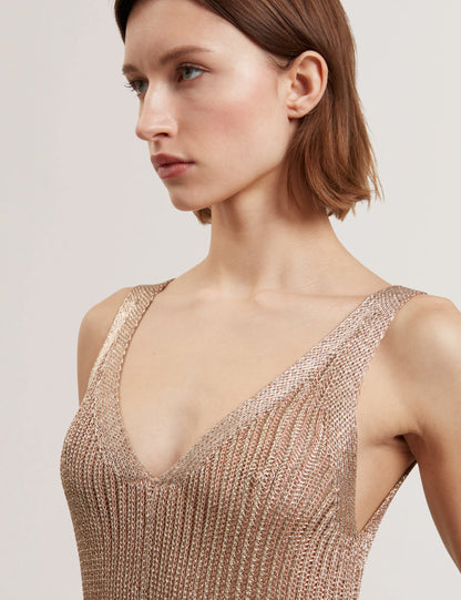 Women's ALARNAA-Chainmail Knitted Column Dress Gold