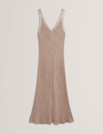 Women's ALARNAA-Chainmail Knitted Column Dress Gold
