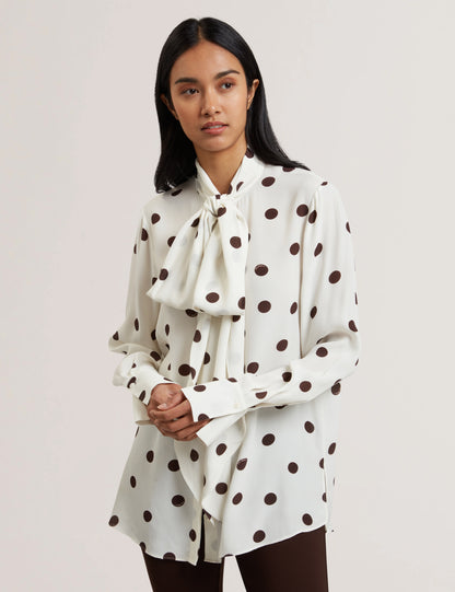 Women's ALIZAA-Scarf Detail Long Sleeve Blouse Ivory