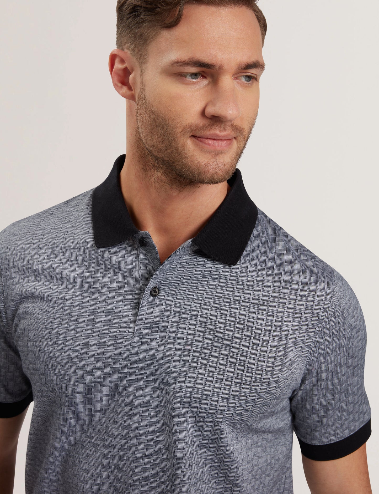 Men's AUGUSO-SS Regular Tonal Jacquard Polo