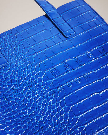 Women's Reptcon-Croc Effect Small Icon Bag Brt-Blue