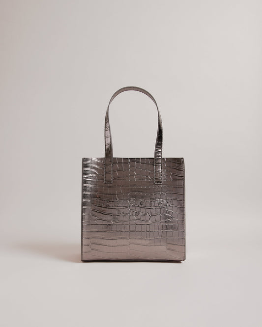 Women's Reptcon-Croc Effect Small Icon Bag Gunmetal