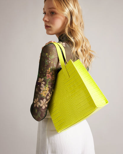 Women's Reptcon-Croc Effect Small Icon Bag Lime