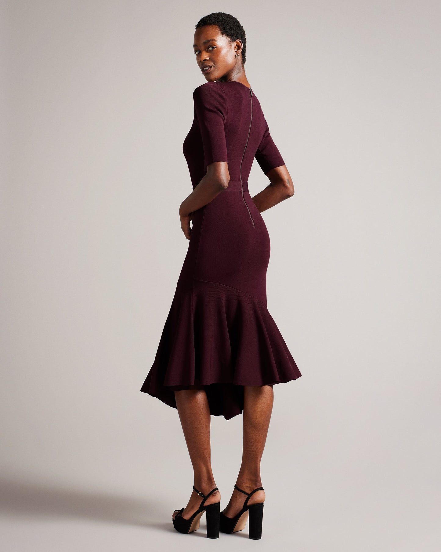 Women's Samalee-Knitted Flippy Skirt Midi Dress Dk-Red