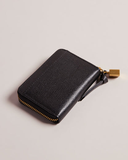 Women's Wesmin-Padlock Detail Small Leather Purse Black