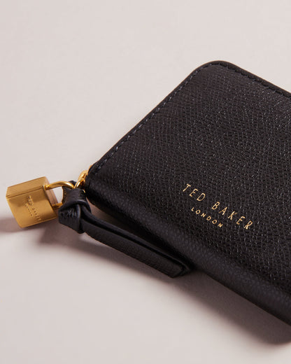 Women's Wesmin-Padlock Detail Small Leather Purse Black