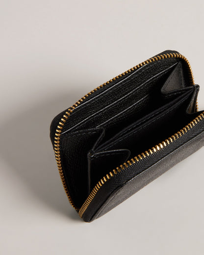 Women's Wesmin-Padlock Detail Small Leather Purse Black