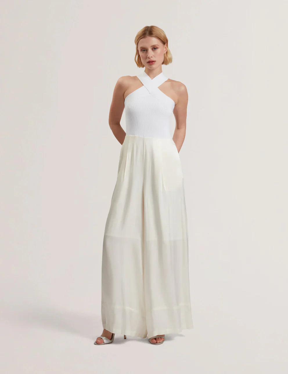 Womens BAIBLU-Halter Neck Jumpsuit With Knit