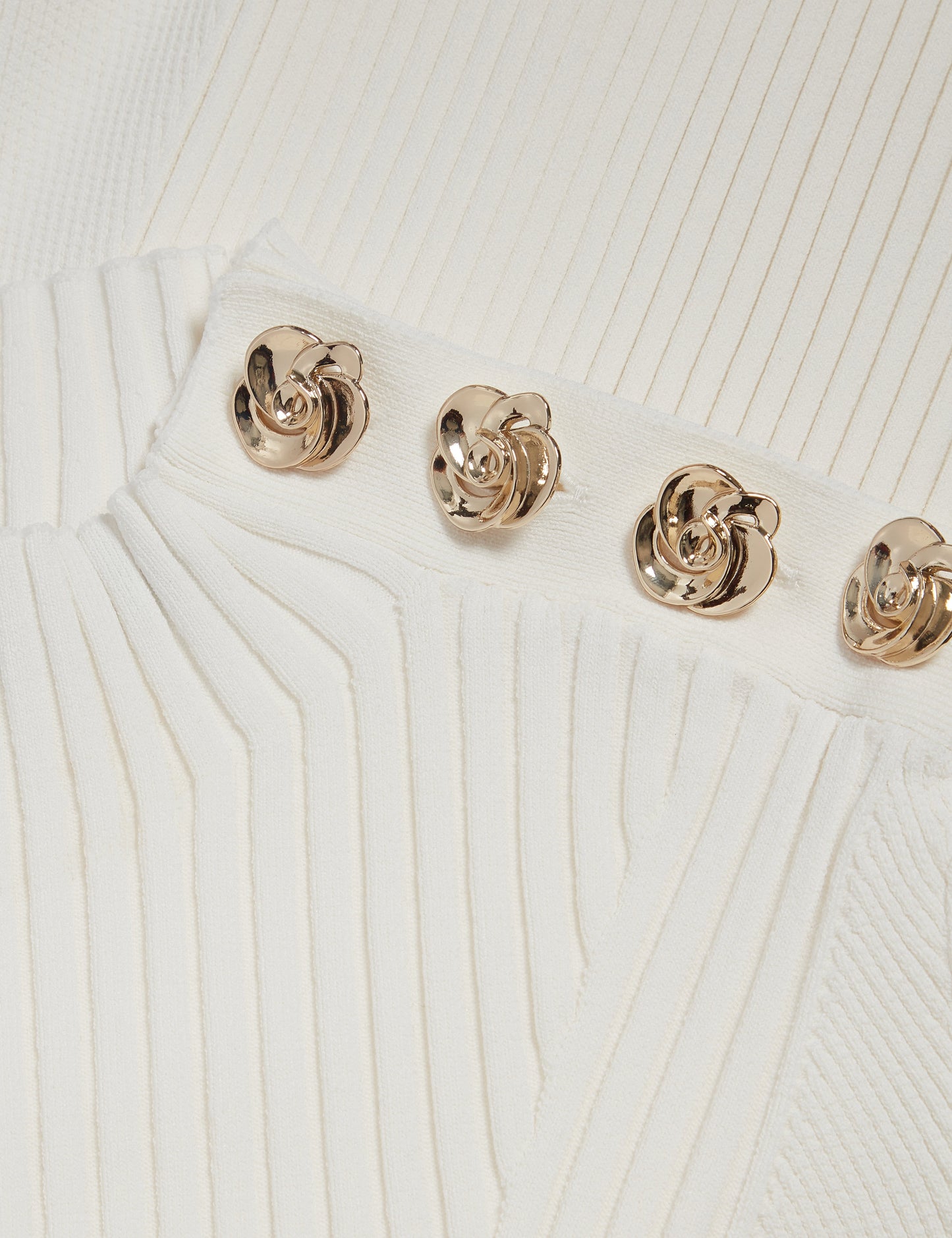 CANDIIC: Ribbed Knit Button Detail Column Dress