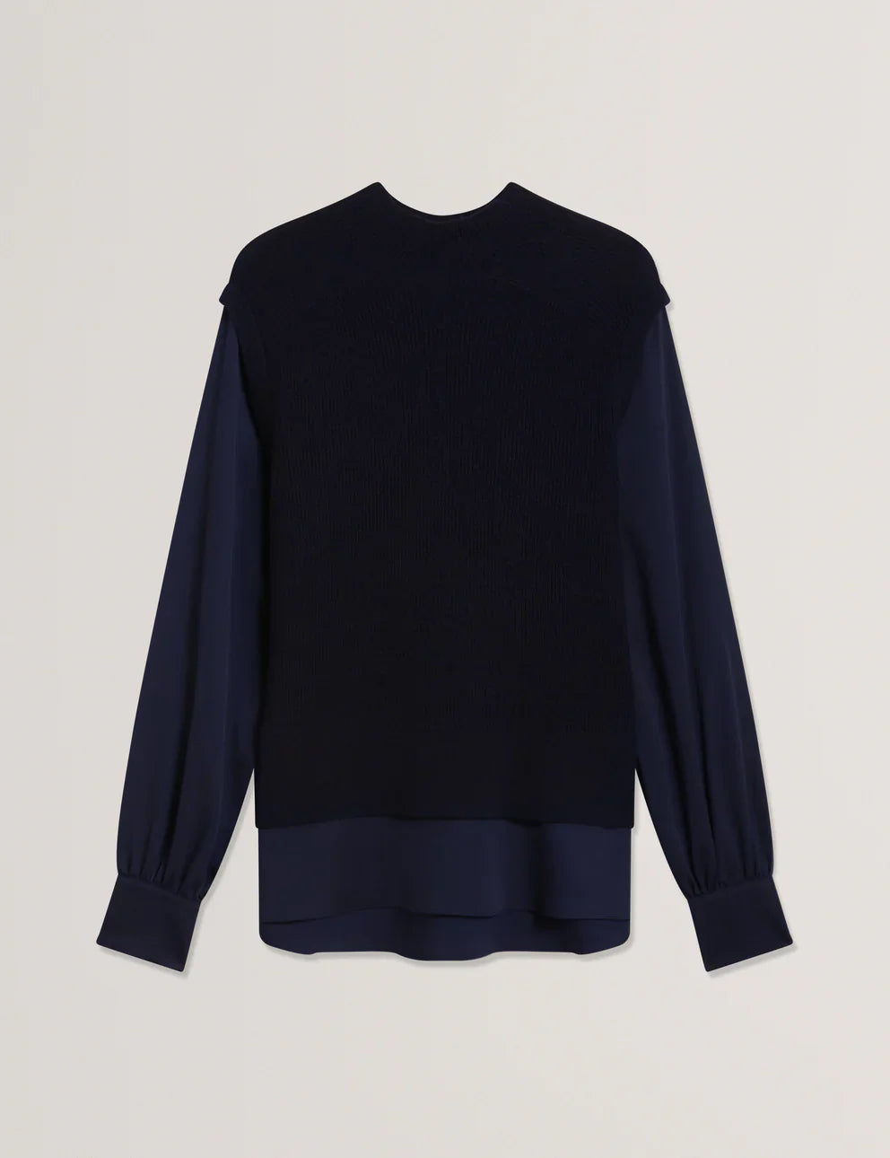 Womens CAYCEY-Woven Sleeve Knitted Jumper