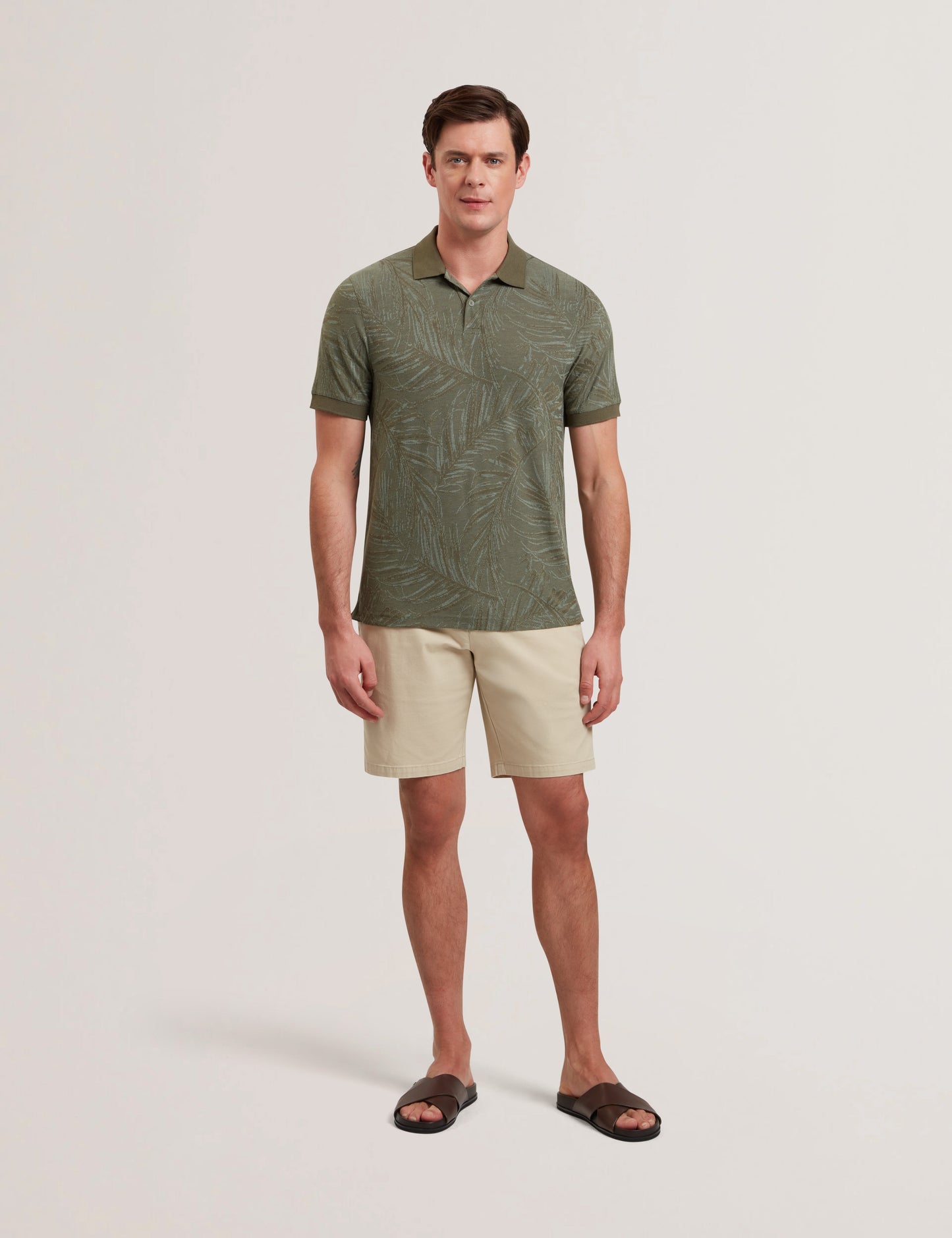 Men's EDWINE-SS Regular Leaf Print Polo