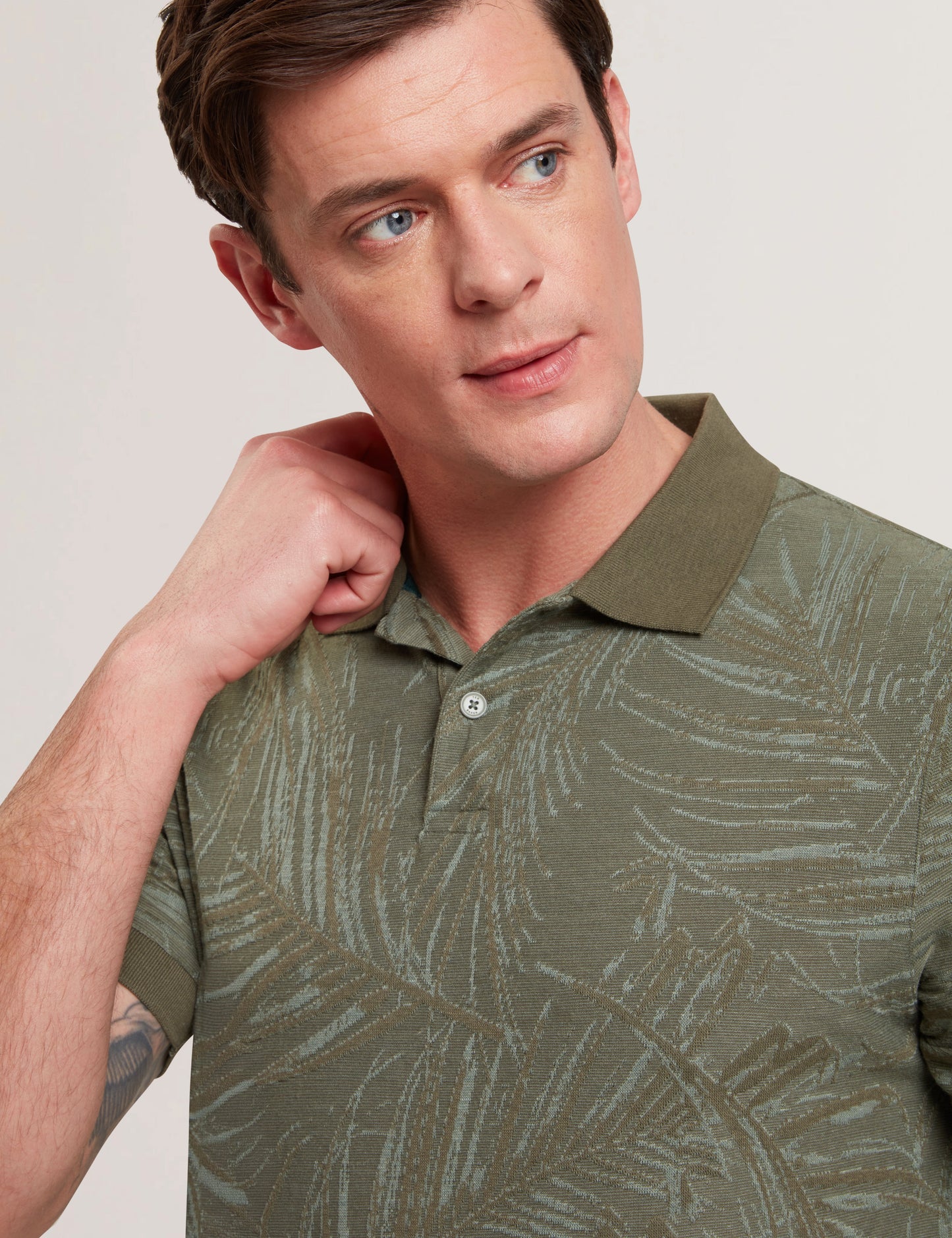 Men's EDWINE-SS Regular Leaf Print Polo