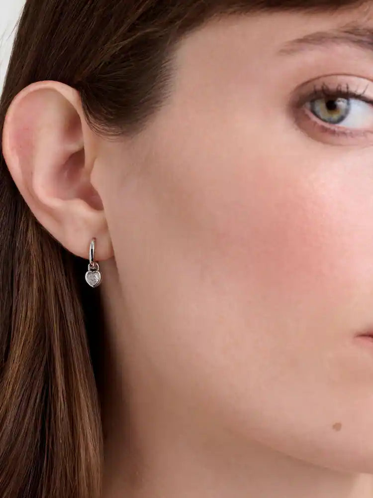 HARPER: Mini Crystal Heart Huggie Earrings