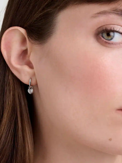 HARPER: Mini Crystal Heart Huggie Earrings