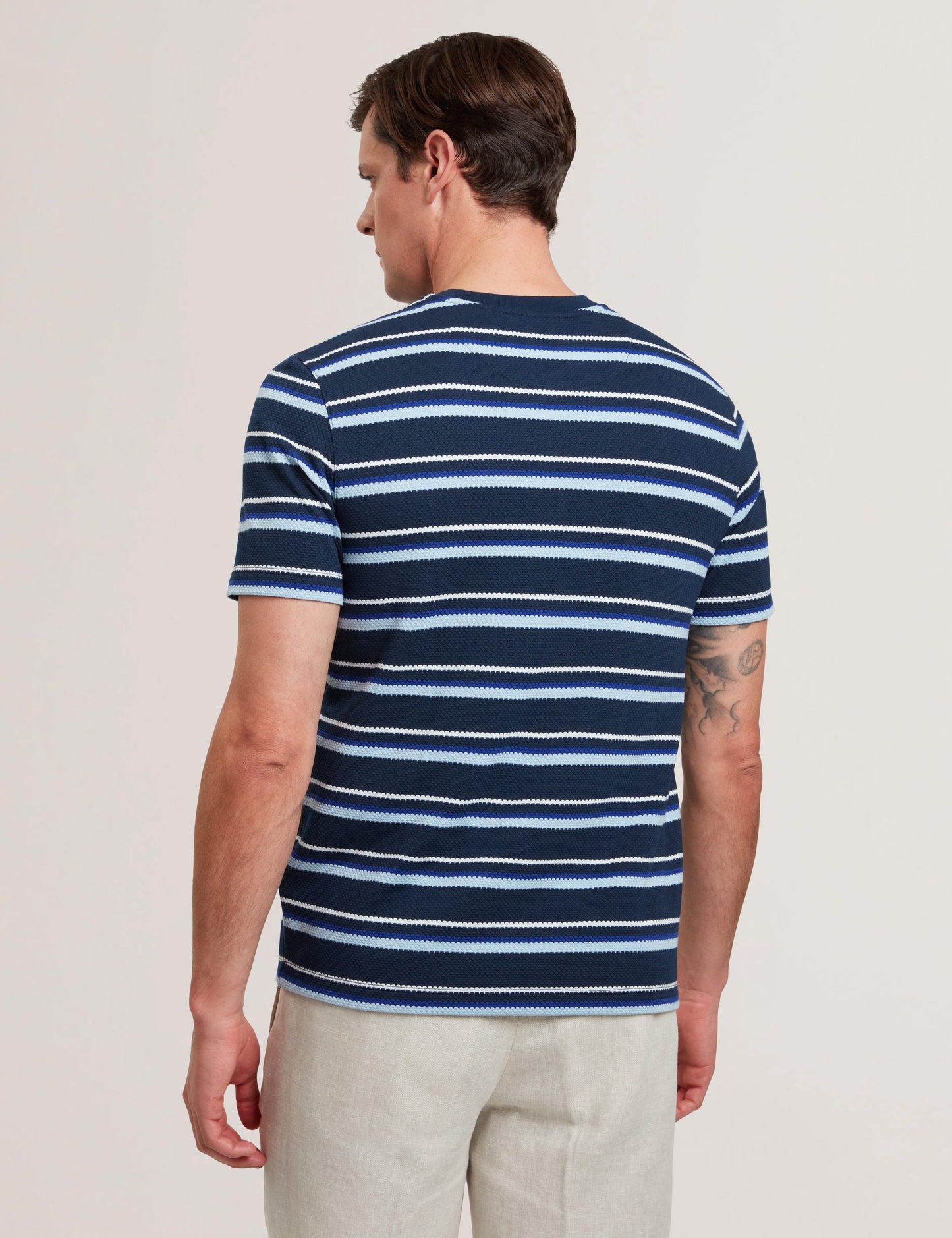 Men's GORANO-SS Textured Striped T-Shirt