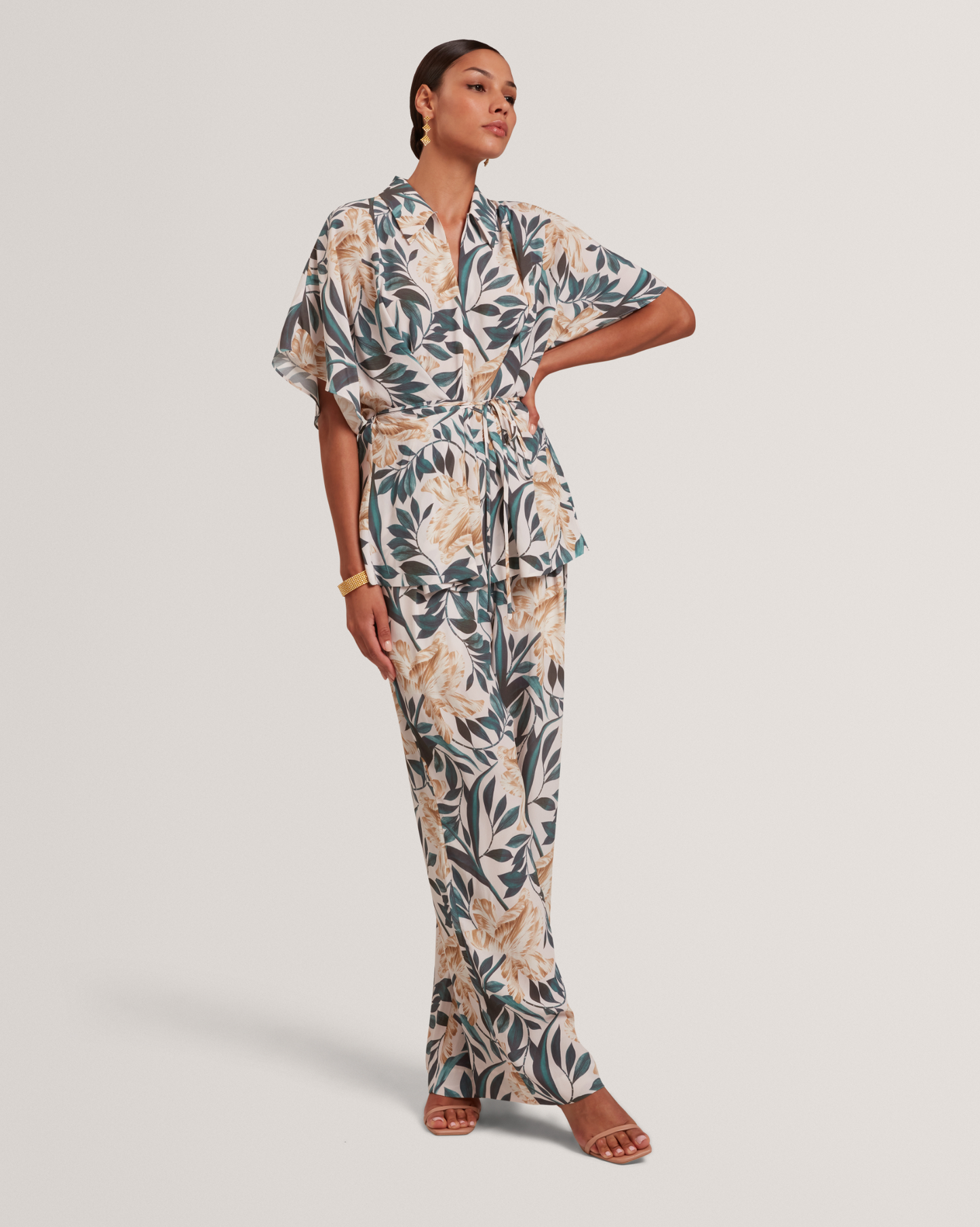 GRIESHA: Printed Mid Rise Straight Leg Trouser