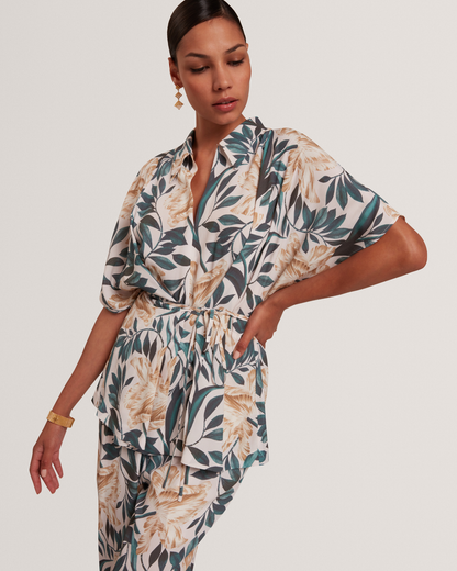 GRIESHA: Printed Mid Rise Straight Leg Trouser