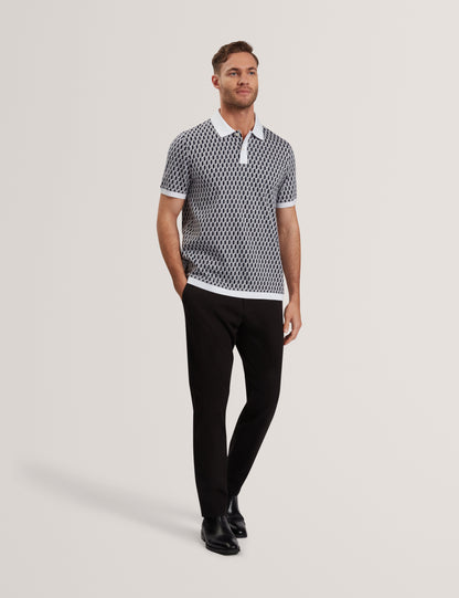 Mens HAMISHS-SS Jacquard Stripe Geo Polo