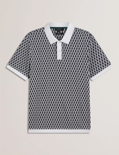 Mens HAMISHS-SS Jacquard Stripe Geo Polo