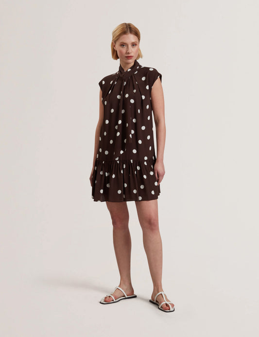 Women's JUTUVA-Scarf Detail Sleeveless Mini Dress Dk-Brown