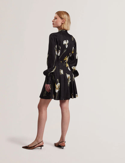 Women's KEEKAA-Linen Silk Pleated Mini Dress