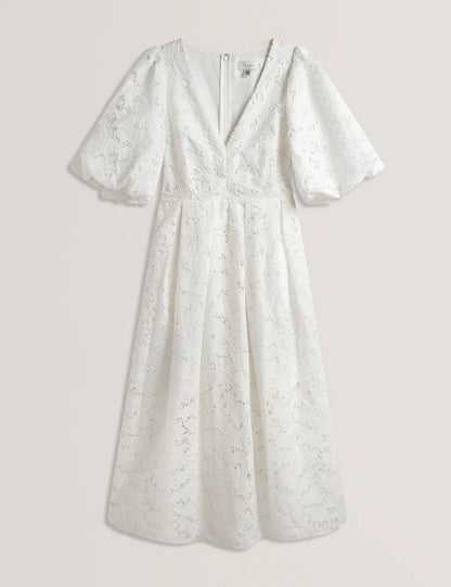 Womens KEETIA-Balloon Sleeve Midi Dress