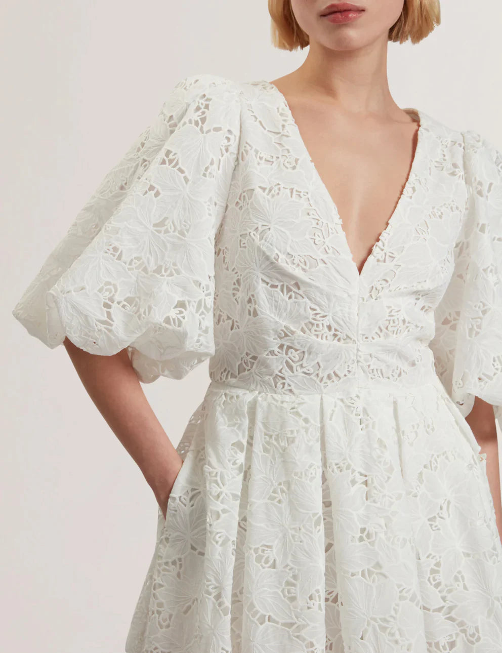 Womens KEETIA-Balloon Sleeve Midi Dress