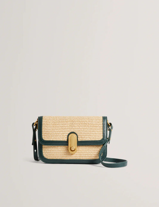 Women's KKASSIE-Twist Lock Small Raffia Crossbody Bag