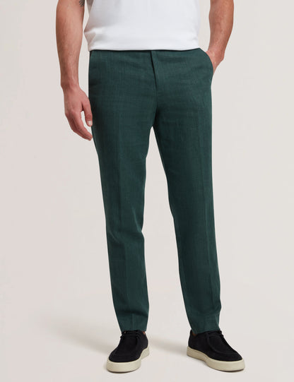 Men's KUMART-Washed Linen Slim Trouser Dk-Green