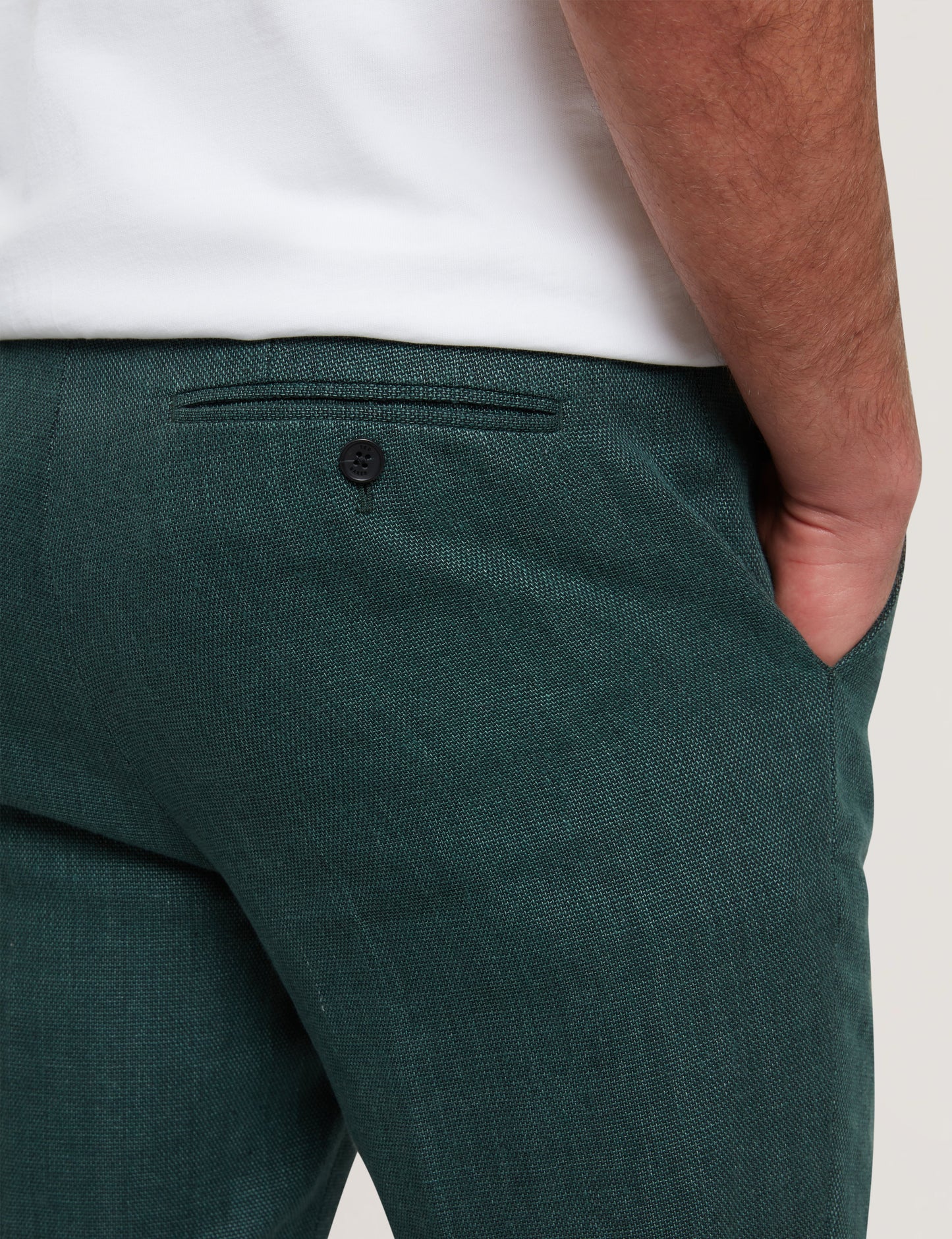 Men's KUMART-Washed Linen Slim Trouser Dk-Green