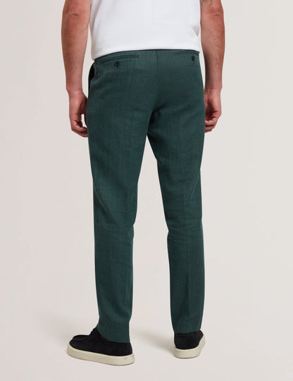 Men's KUMART-Washed Linen Slim Trouser Dk-Green