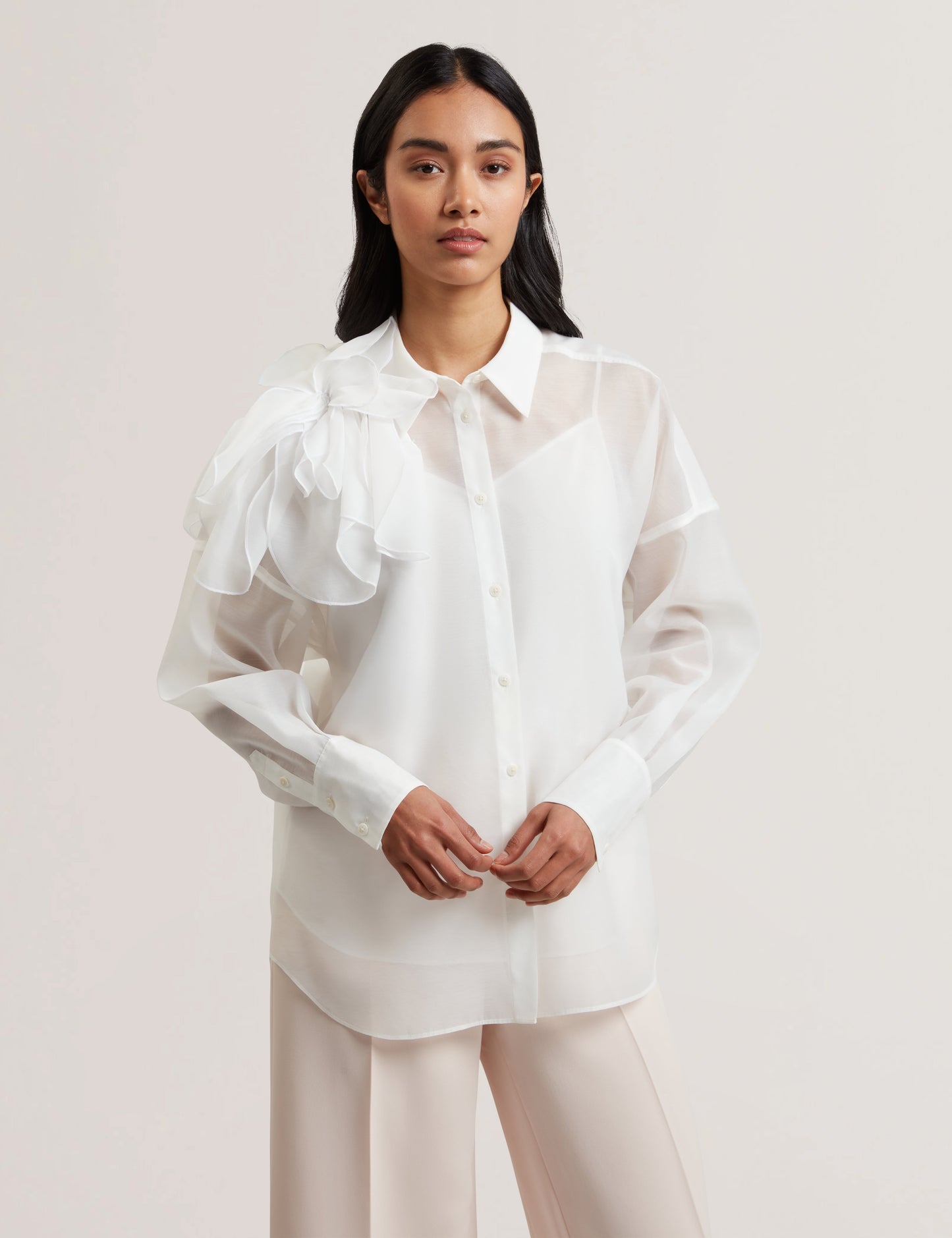 Women's LANYAA-Organza Corsage Oversized Shirt