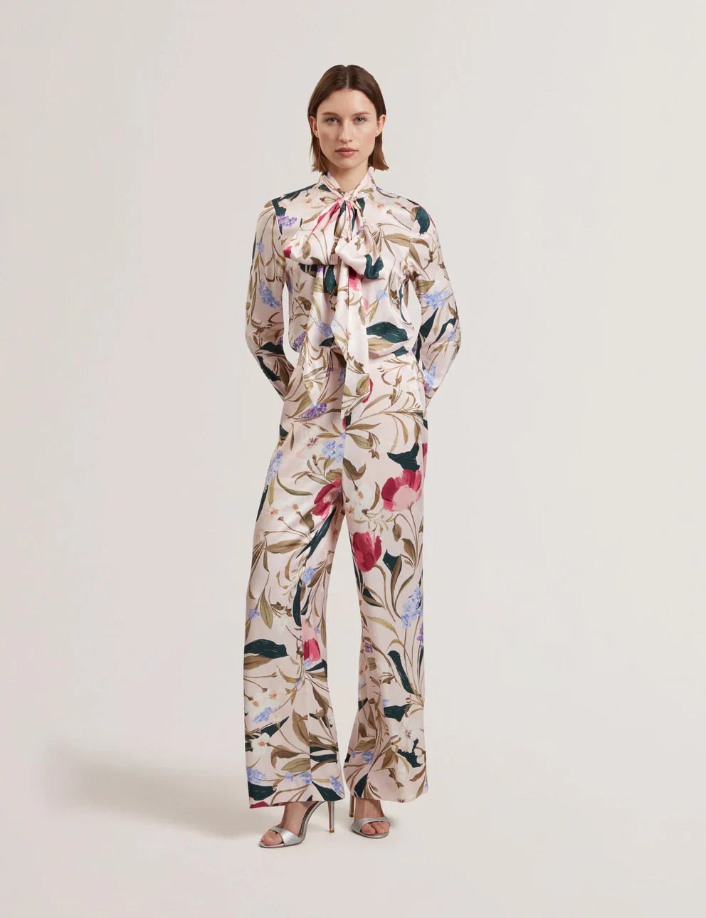 Women's LEEYAA-Floral Printed Tie Front Blouse