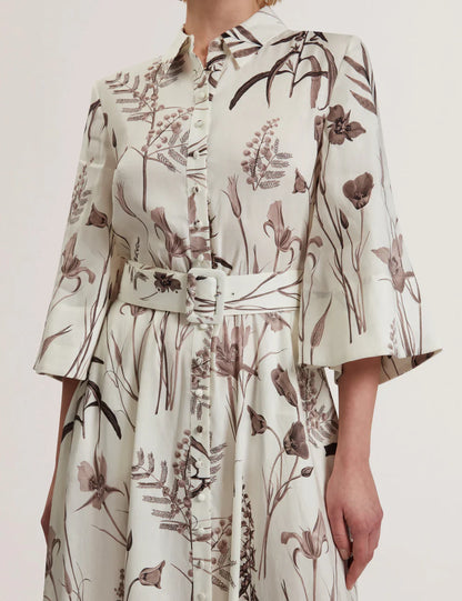 Womens LUWISA-Linen Silk Pleated Midi Dress